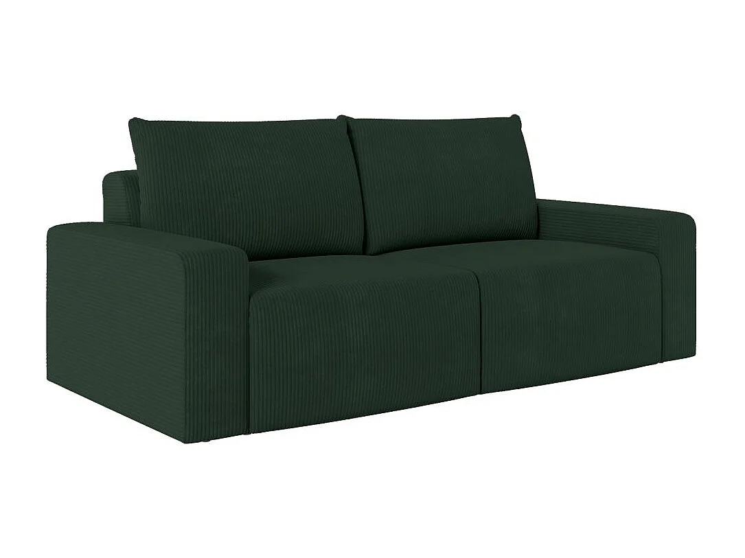 Canapé droit fixe 2 places ROMANE en velours côtelé - Vert foncé