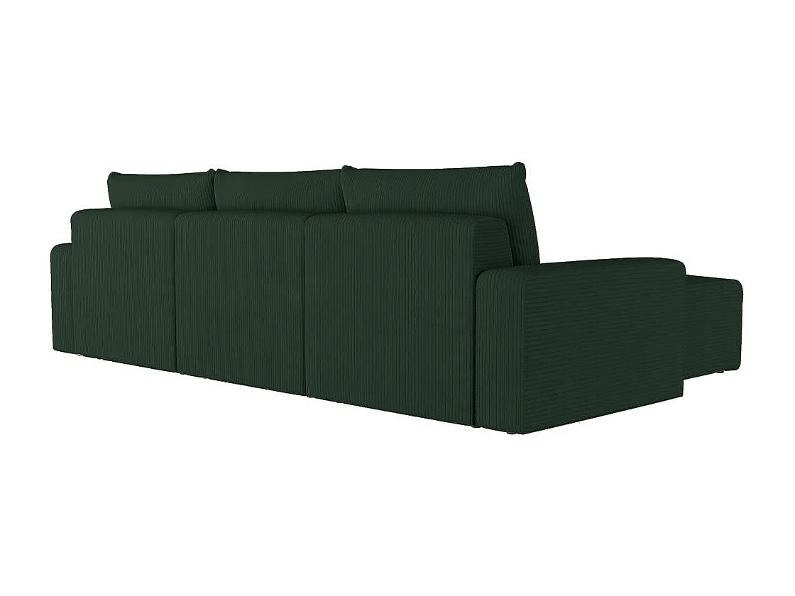 Canapé d'angle réversible 4 places ROMANE en velours côtelé - Vert foncé