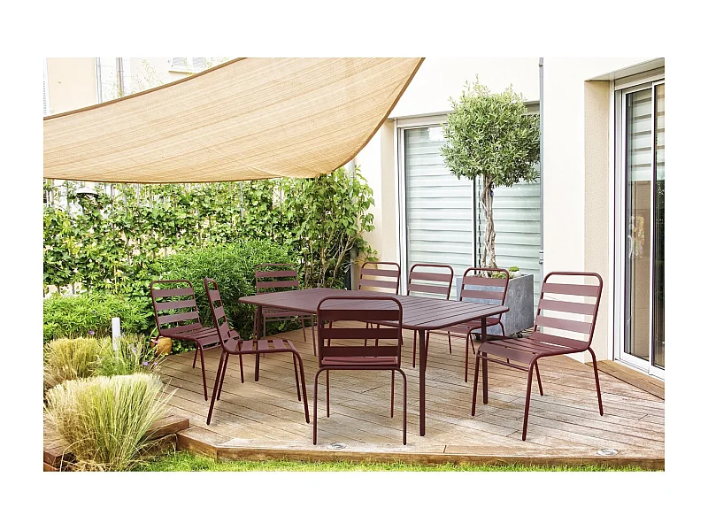 Salon de jardin repas en métal "Bilbao" - 8 places - Terracotta