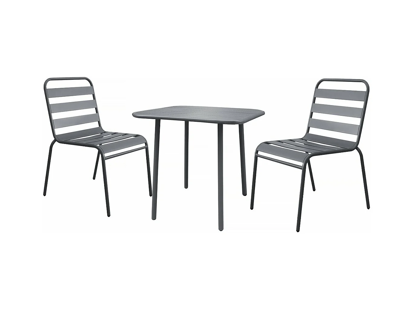 Salon de jardin repas en métal "Bilbao" - 2 places - Gris