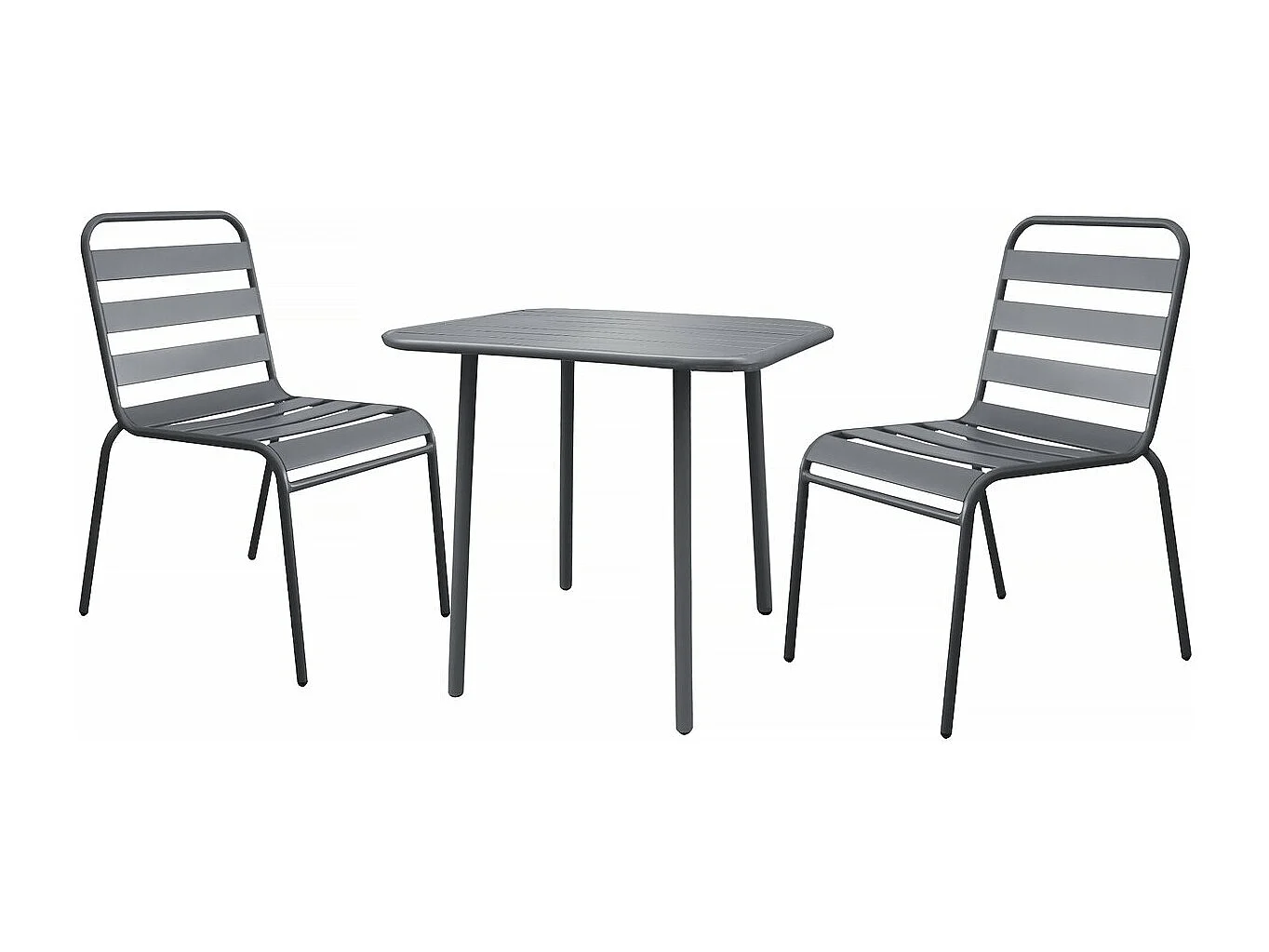 Salon de jardin repas en métal "Bilbao" - 2 places - Gris