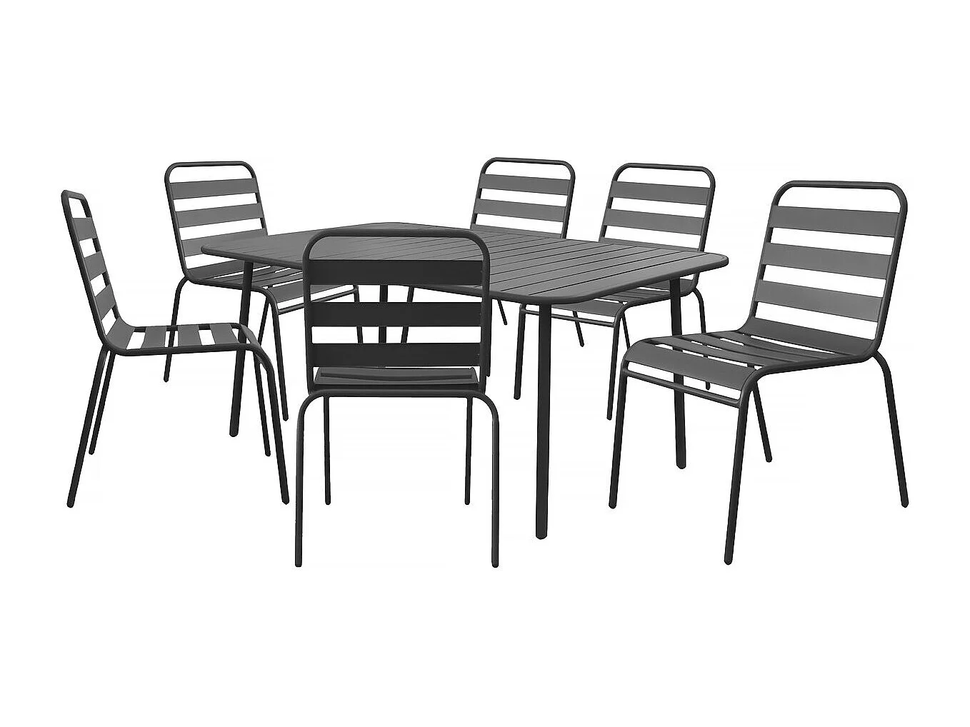 Gartenensemble "Bilbao" aus Metall - 6 Plätze - Grau