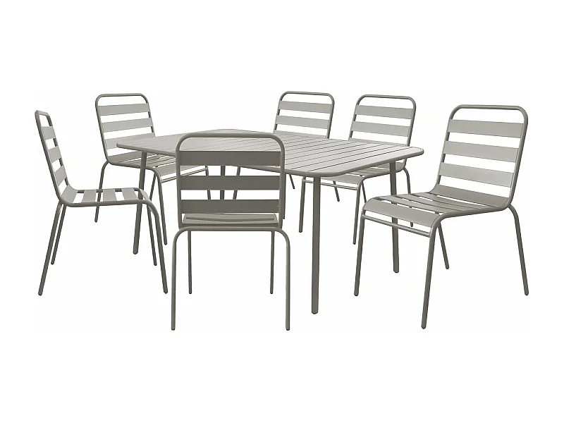 Salon de jardin en métal "Bilbao" - 6 places - Taupe