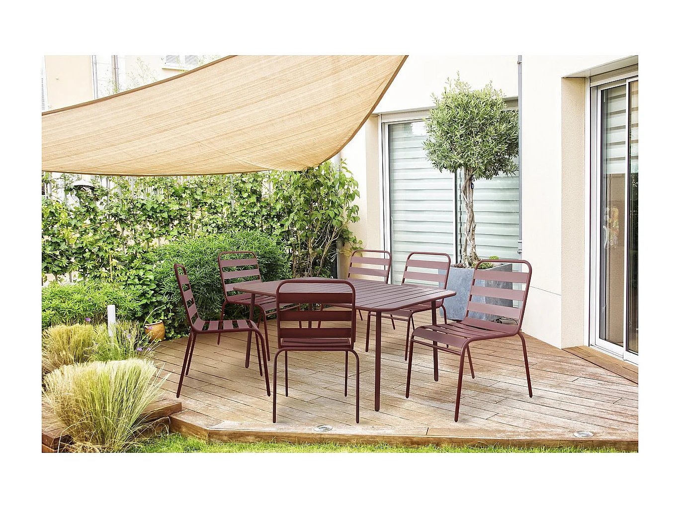 Gartenmöbel-Set "Bilbao" aus Metall - 6 Plätze - Terrakotta