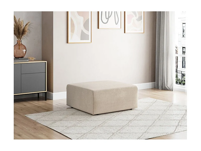 Pouf ROMANE en velours côtelé - Beige