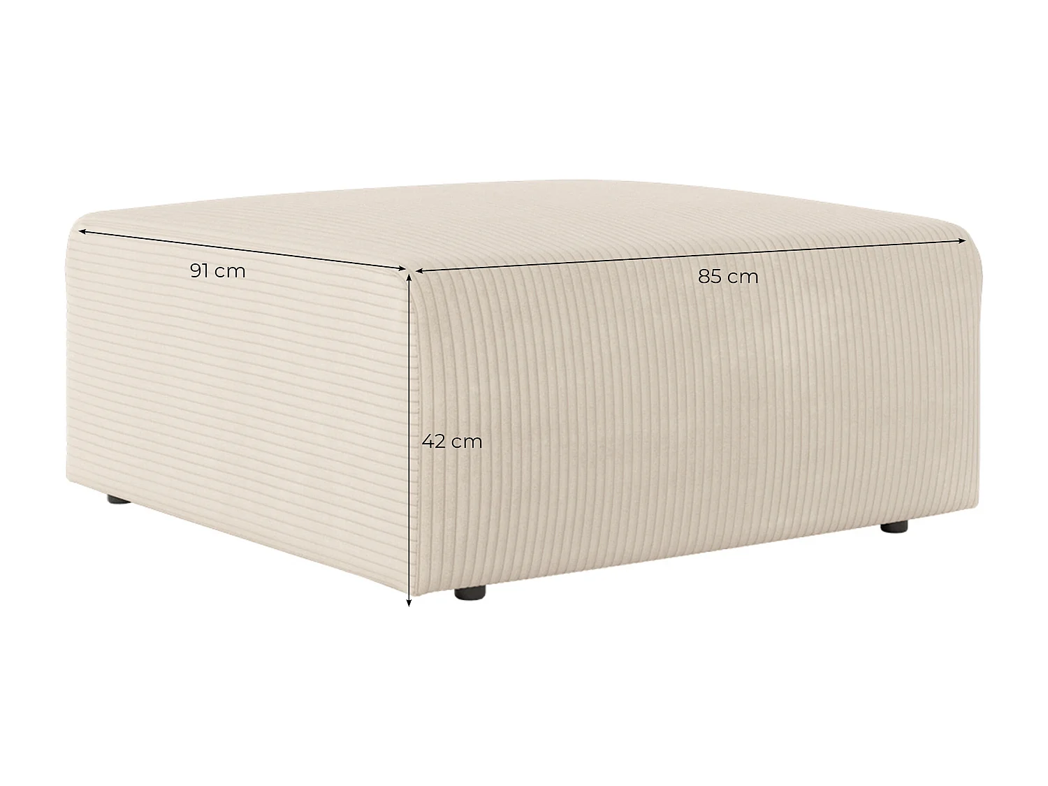 Pouf ROMANE en velours côtelé - Beige