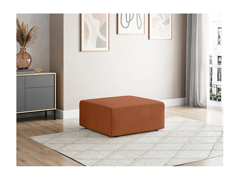 Pouf ROMANE en velours côtelé - Terracotta