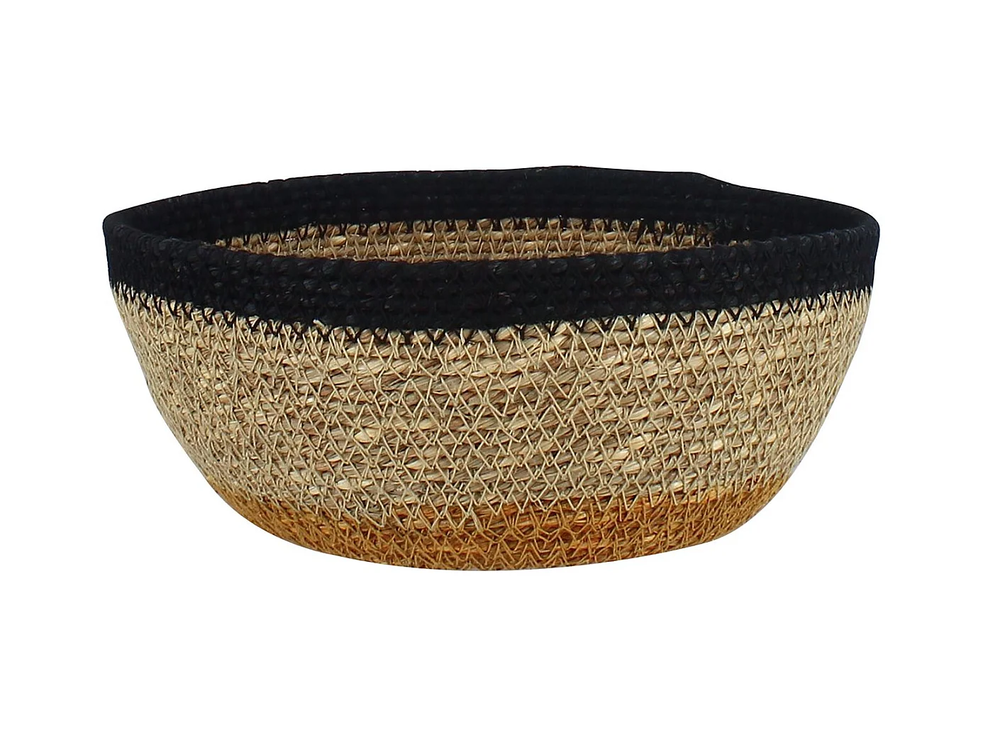 No Name - Panier Rond D18cm En Jonc De Mer Naturel Et Liseret Noir Dune