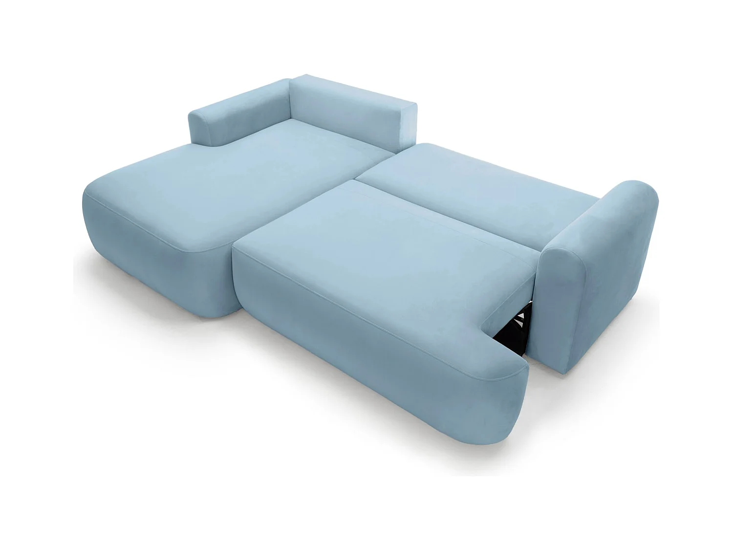 Canapé d'angle convertible -velours bleu- côté gauche - OVO L