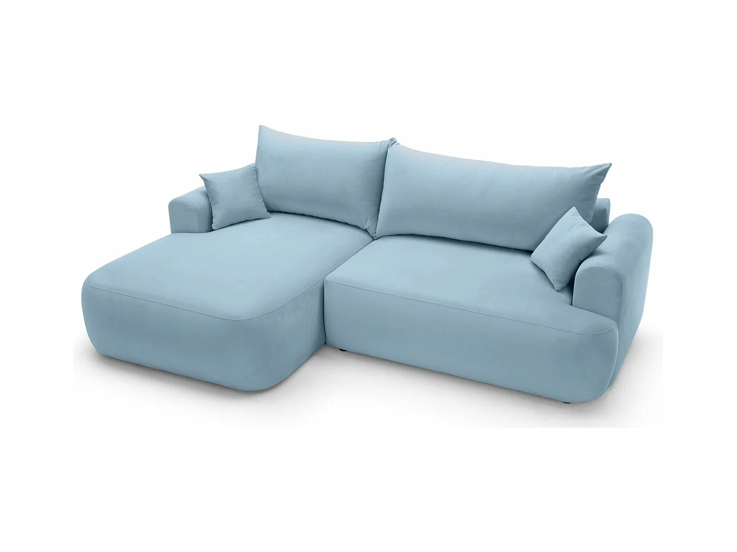 Canapé d'angle convertible -velours bleu- côté gauche - OVO L