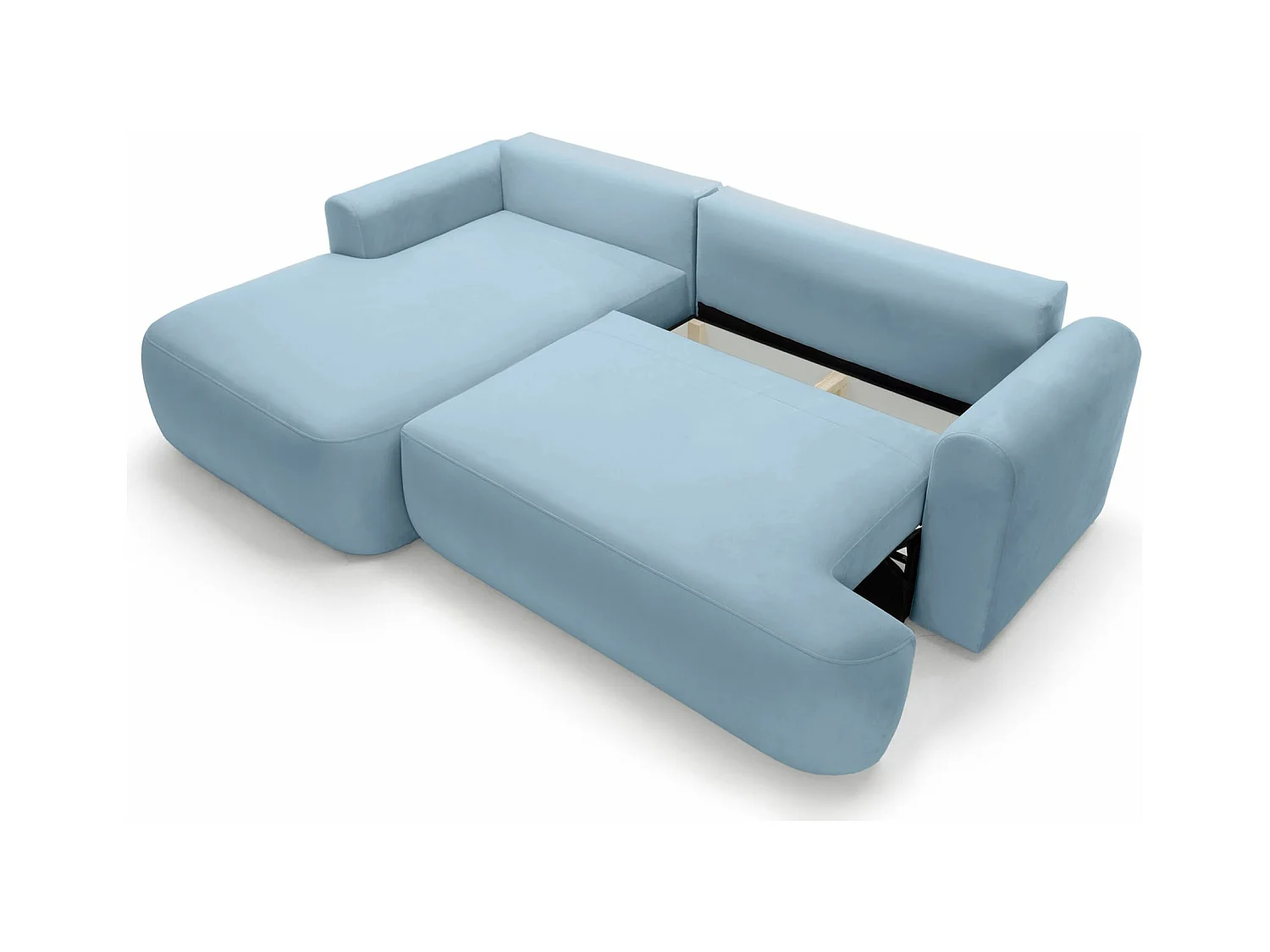 Canapé d'angle convertible -velours bleu- côté gauche - OVO L