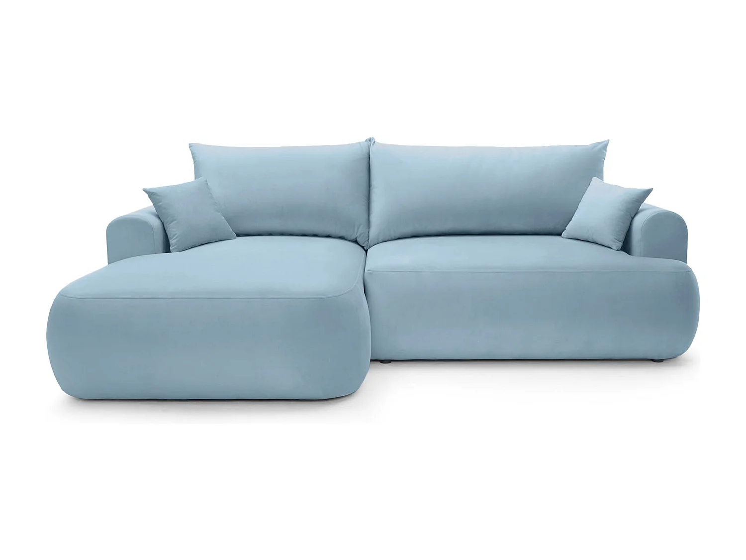 Canapé d'angle convertible -velours bleu- côté gauche - OVO L