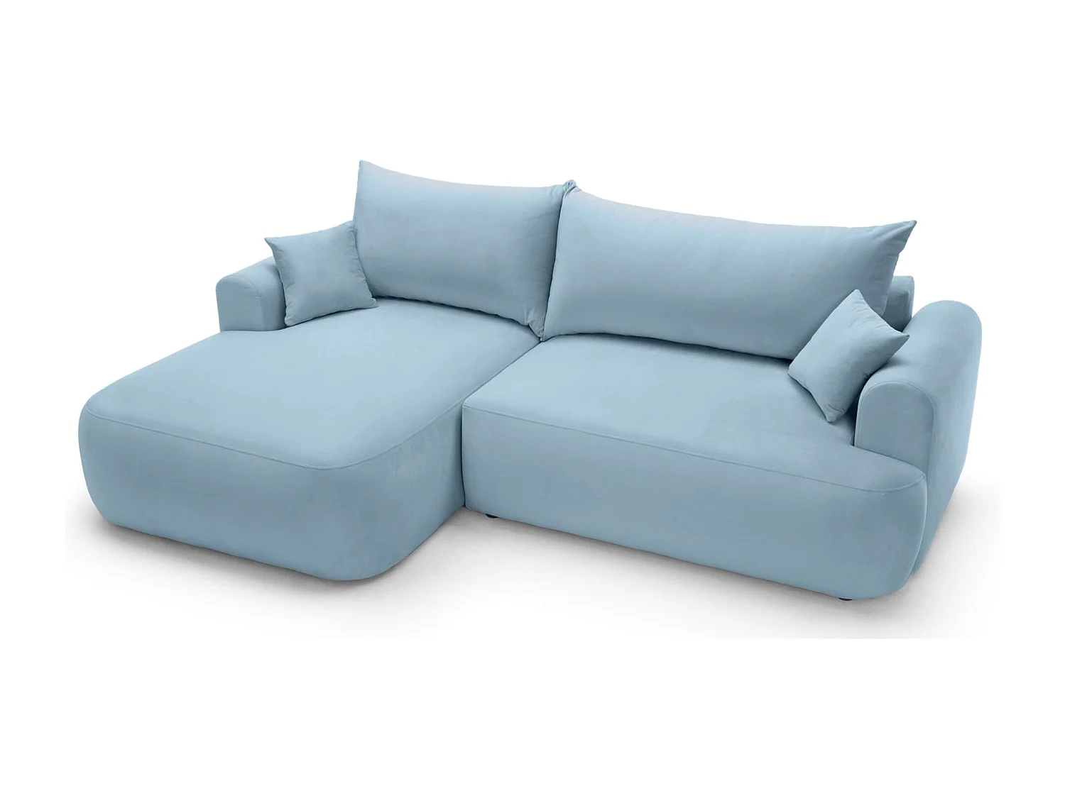 Canapé d'angle convertible -velours bleu- côté gauche - OVO L