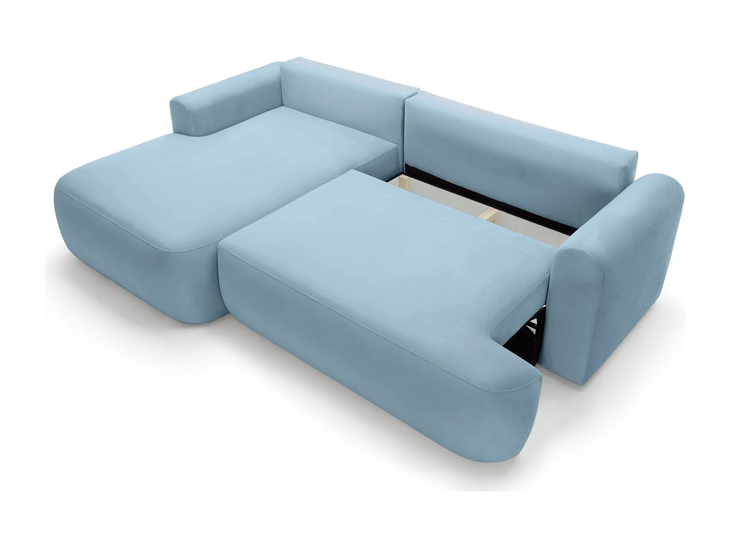 Canapé d'angle convertible -velours bleu- côté gauche - OVO L