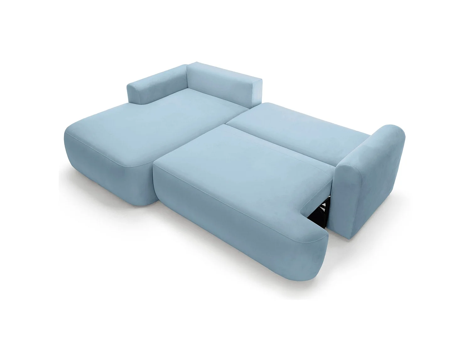 Hoekbank - blauw fluweel - linkerzijde - OVO L