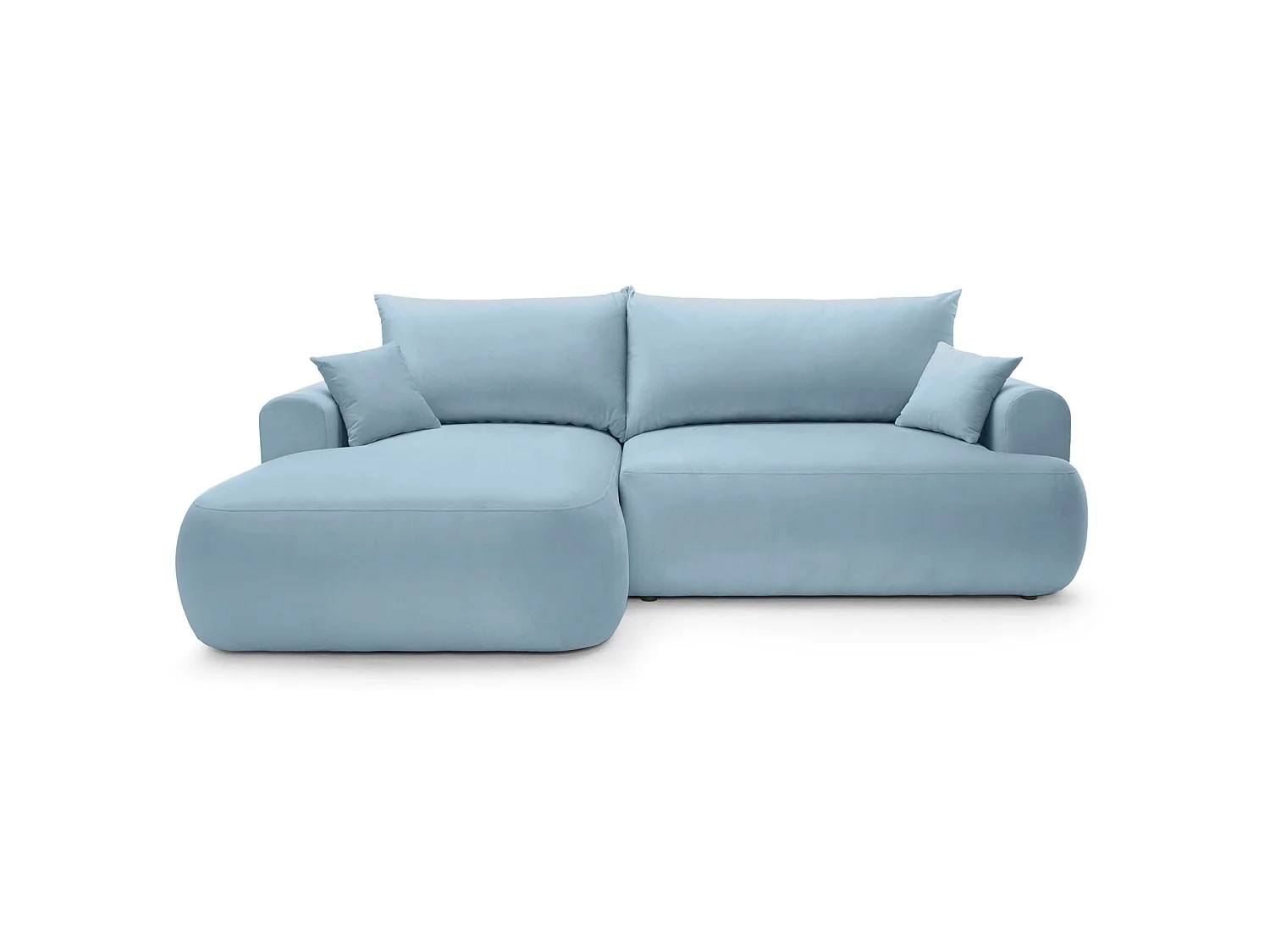 Hoekbank - blauw fluweel - linkerzijde - OVO L