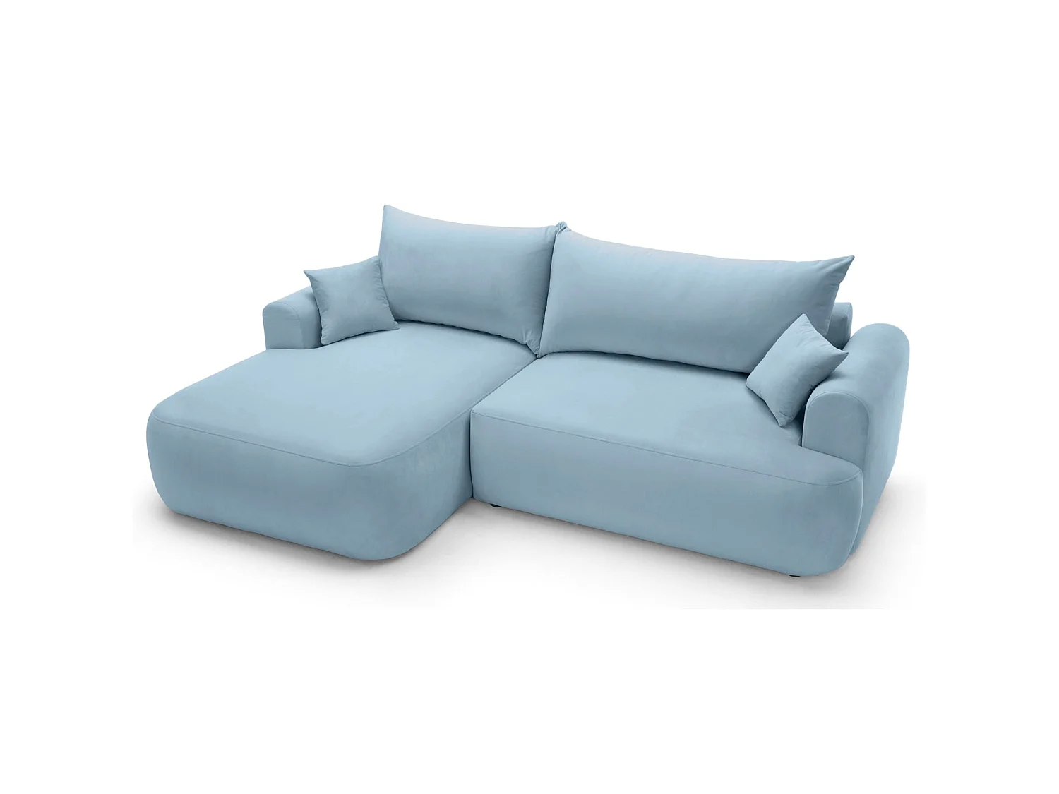 Hoekbank - blauw fluweel - linkerzijde - OVO L