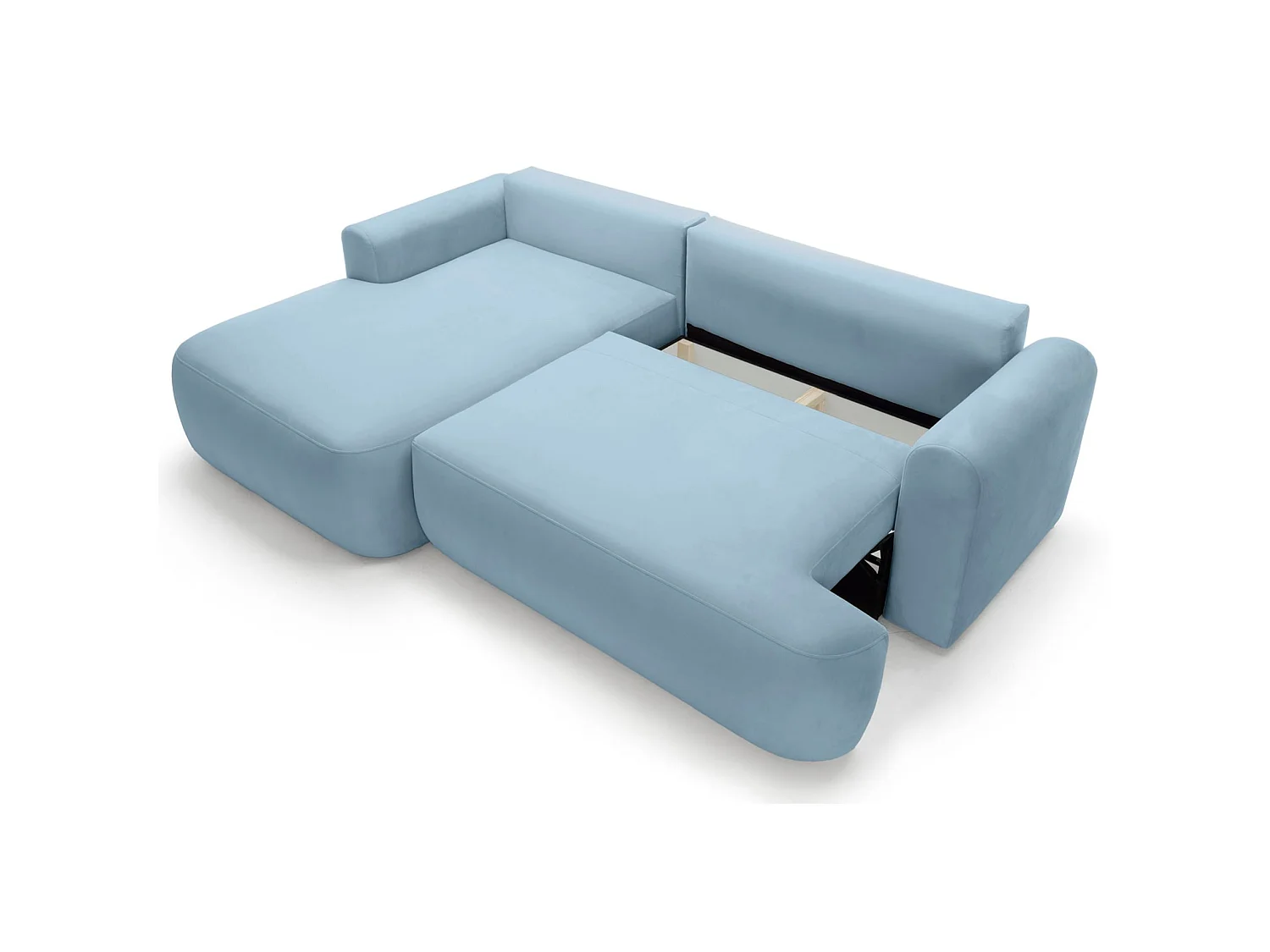 Hoekbank - blauw fluweel - linkerzijde - OVO L