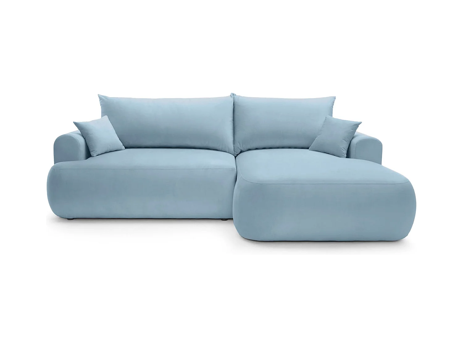 Ecksofa mit Schlaffunktion, Stauraum und Samtbezug - hellblau - rechts - OVO