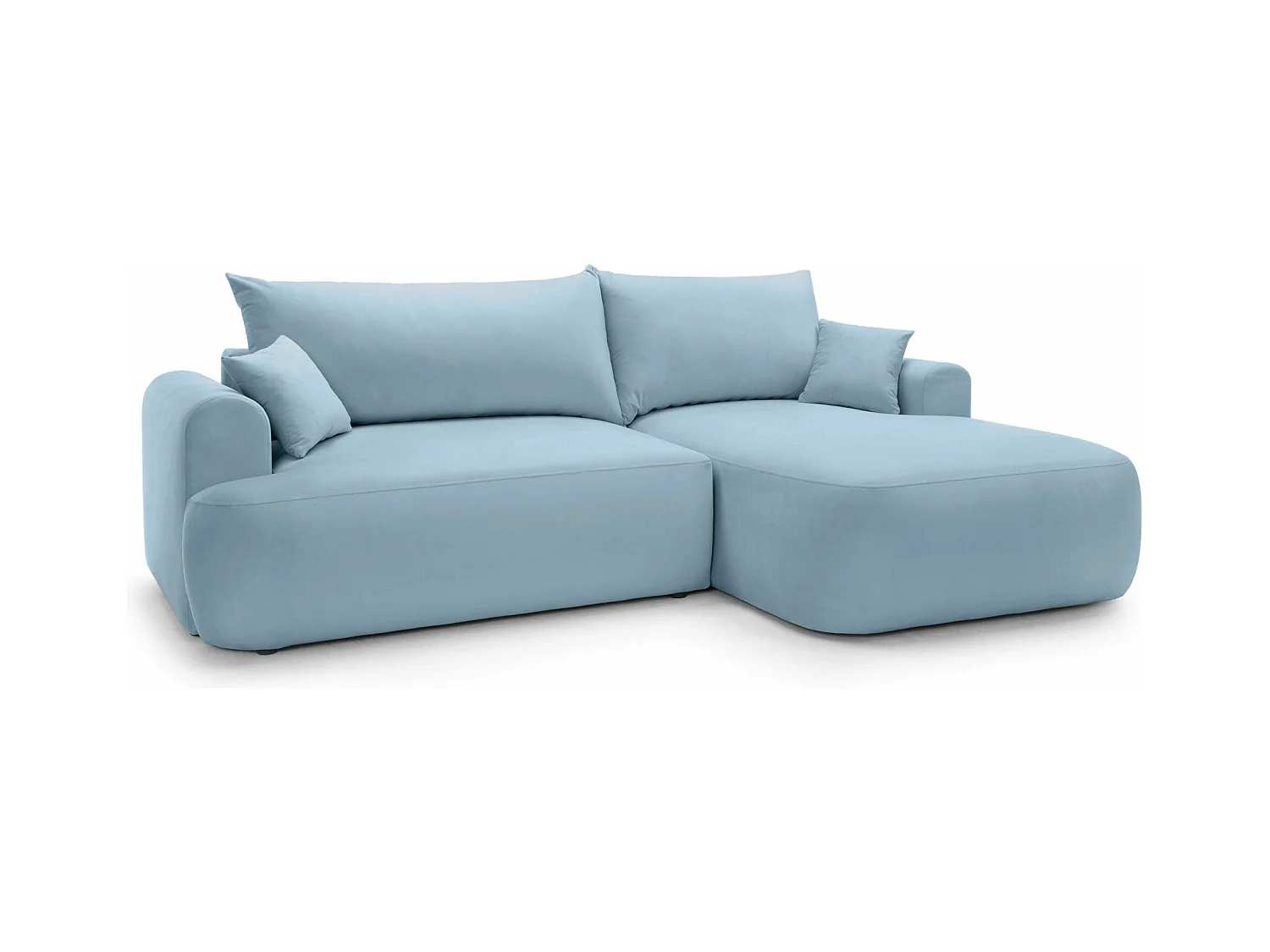 Ecksofa mit Schlaffunktion, Stauraum und Samtbezug - hellblau - rechts - OVO
