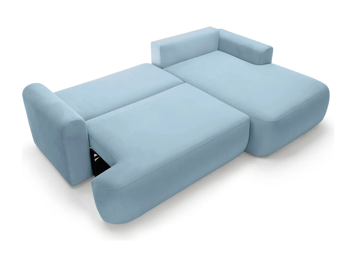 Canapé d'angle convertible -velours bleu- côté droit - OVO L