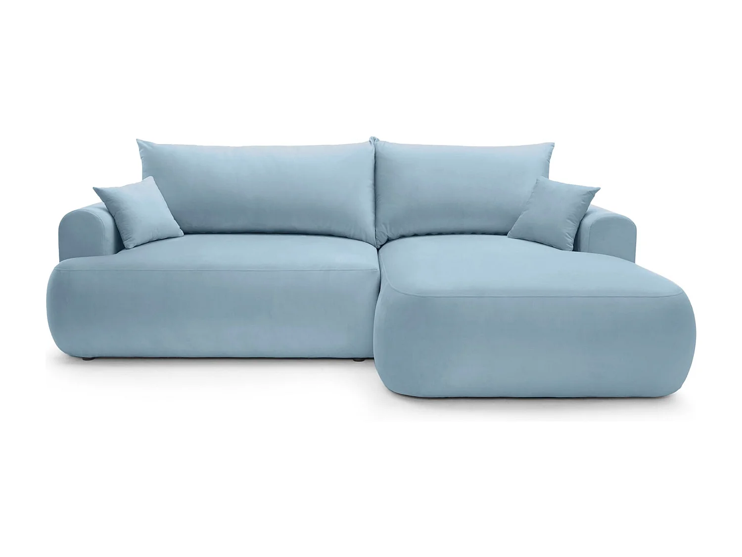 Canapé d'angle convertible -velours bleu- côté droit - OVO L