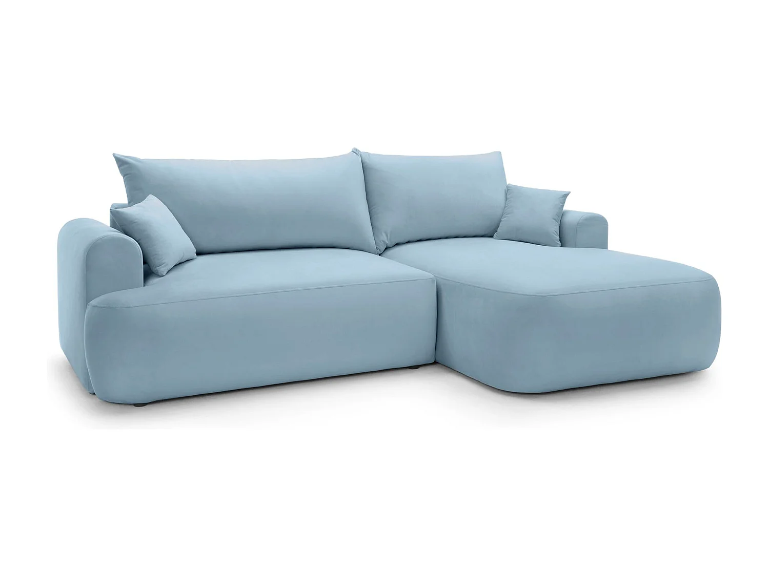 Canapé d'angle convertible -velours bleu- côté droit - OVO L