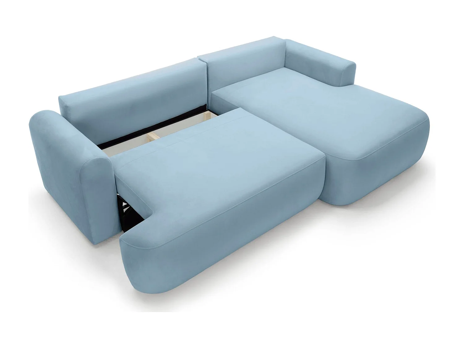 Canapé d'angle convertible -velours bleu- côté droit - OVO L