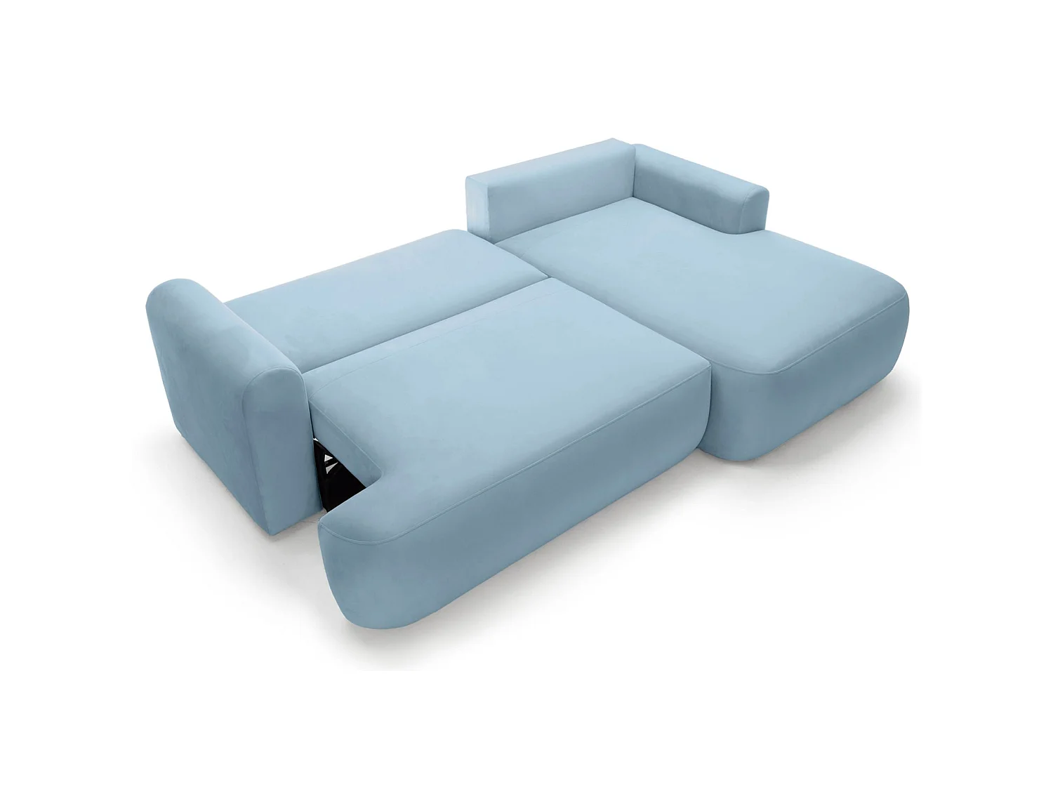 Hoekbank - blauw fluweel - rechterkant - OVO L