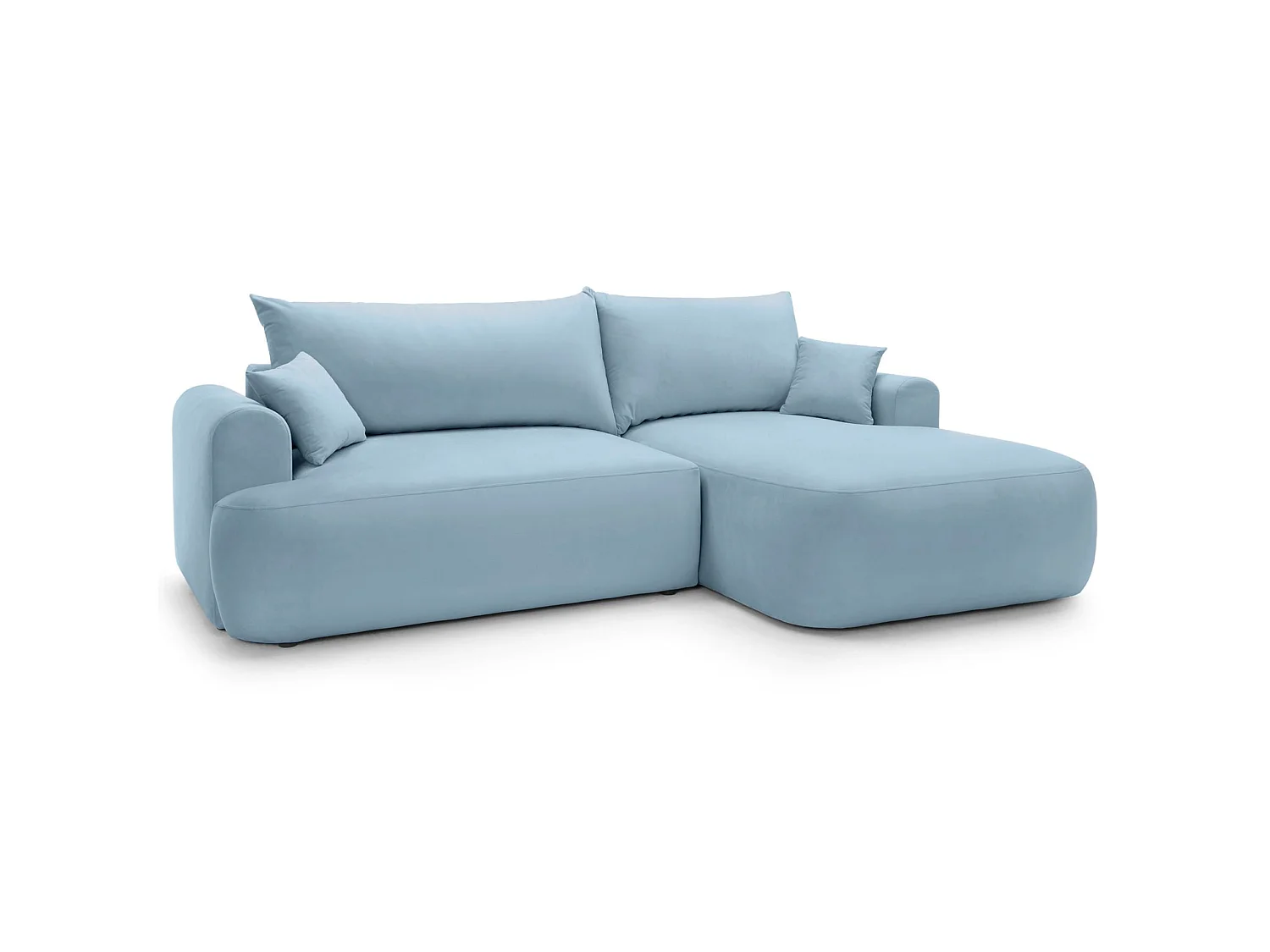 Hoekbank - blauw fluweel - rechterkant - OVO L