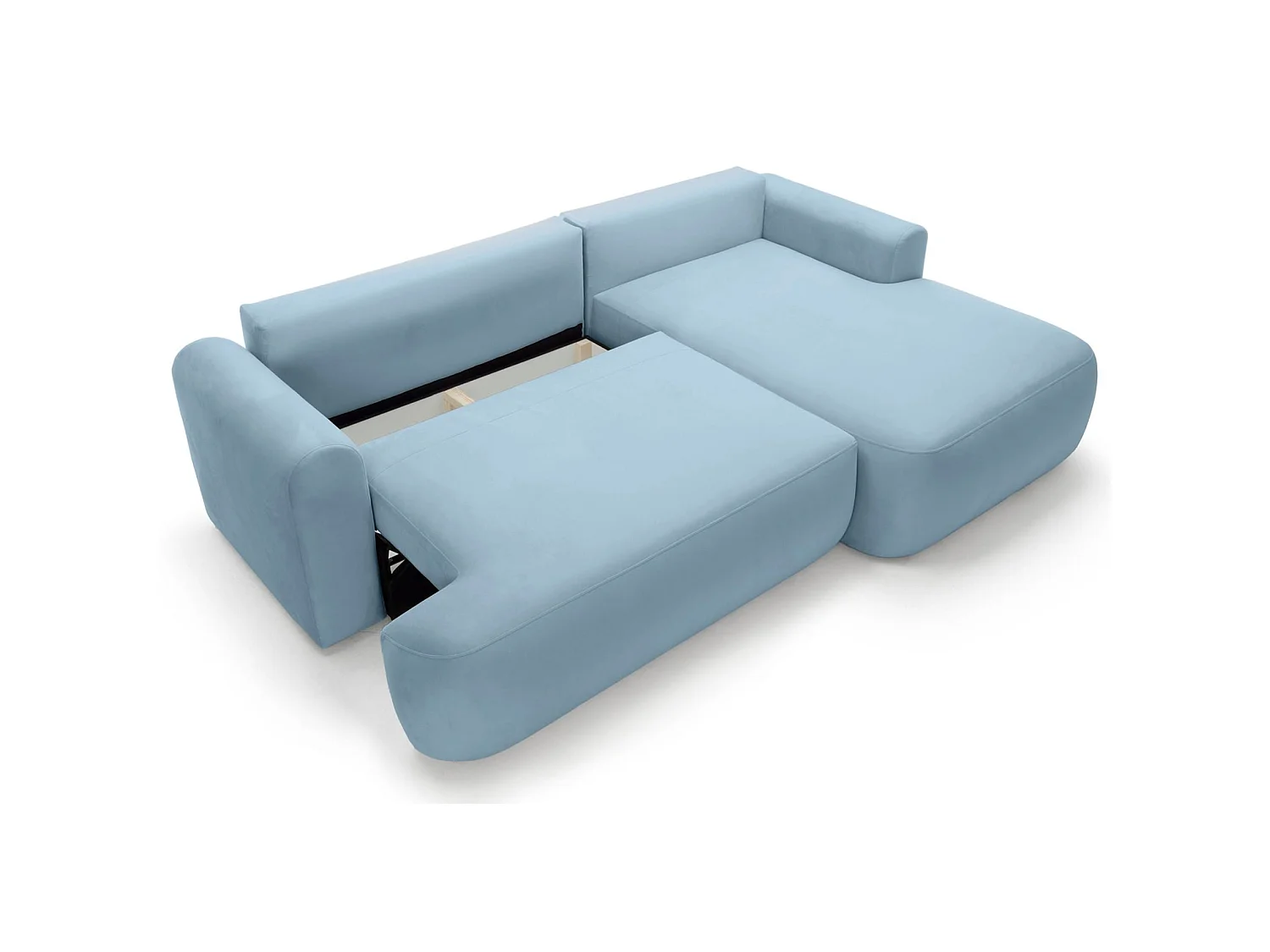 Hoekbank - blauw fluweel - rechterkant - OVO L