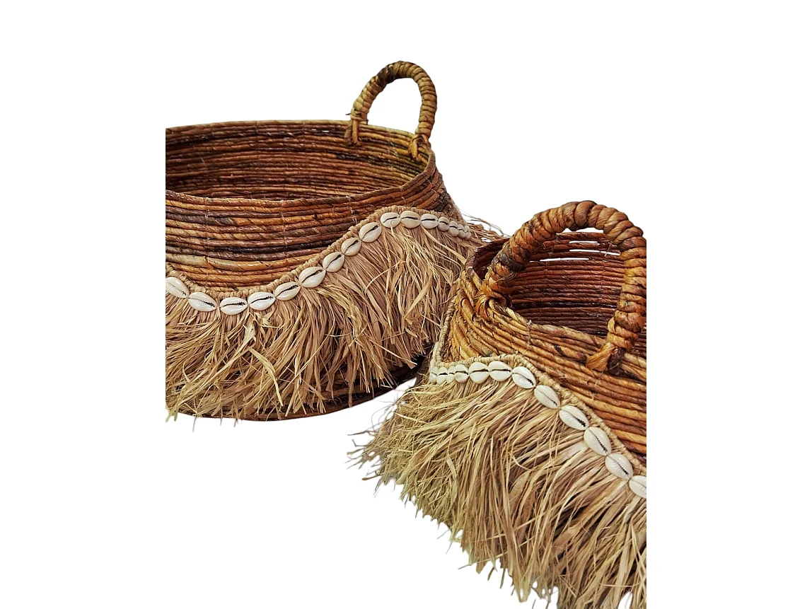 Furnilux – Ensemble de 2 paniers de rangement décoratifs – Panier en tige de bananier