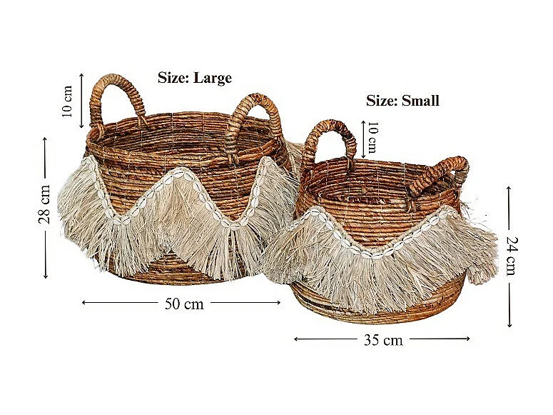 Furnilux – Ensemble de 2 paniers de rangement décoratifs – Panier en tige de bananier