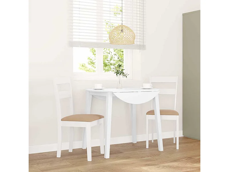 Chaises à manger coussins 2 pcs blanc bois massif caoutchouc