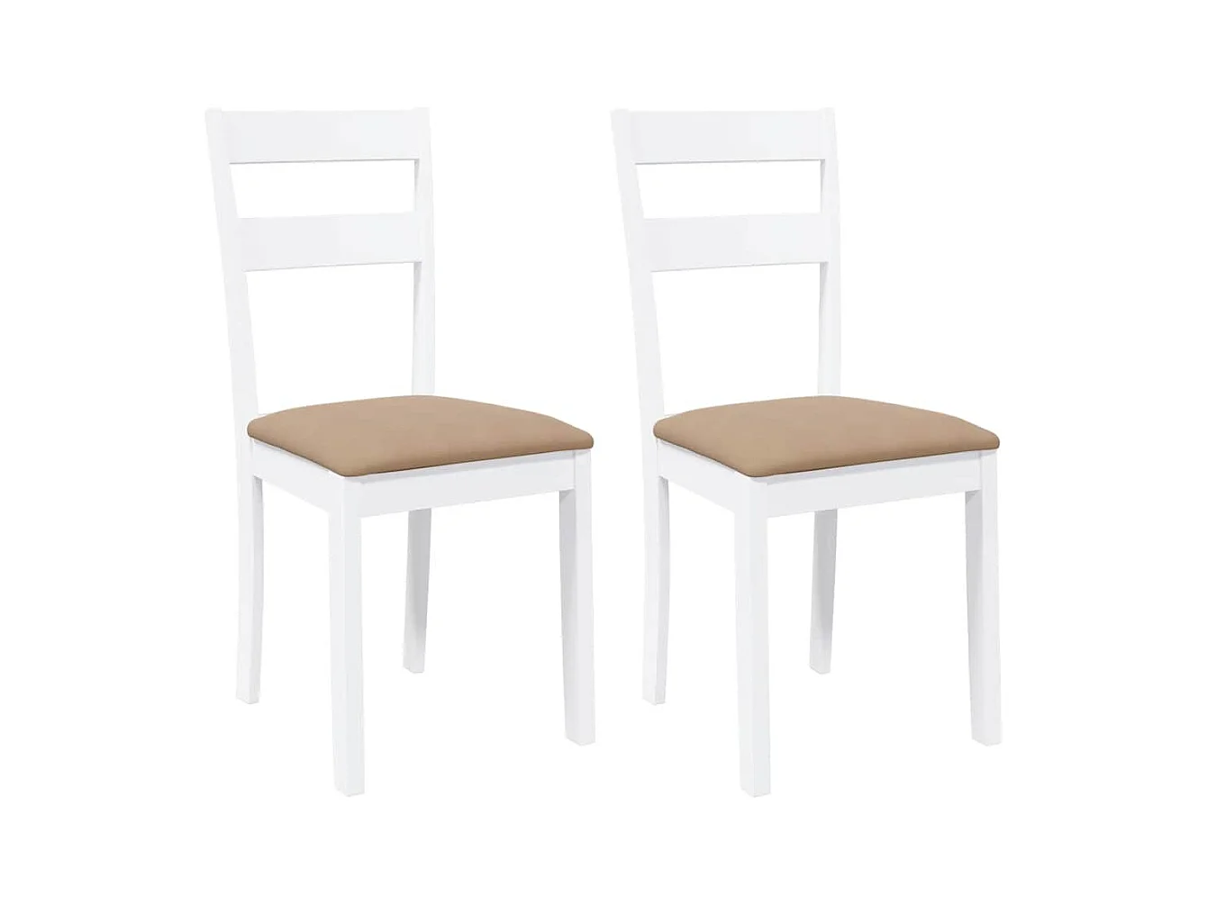 Esszimmerstühle mit Kissen 2 Stk. Weiß Massivholz Gummibaum