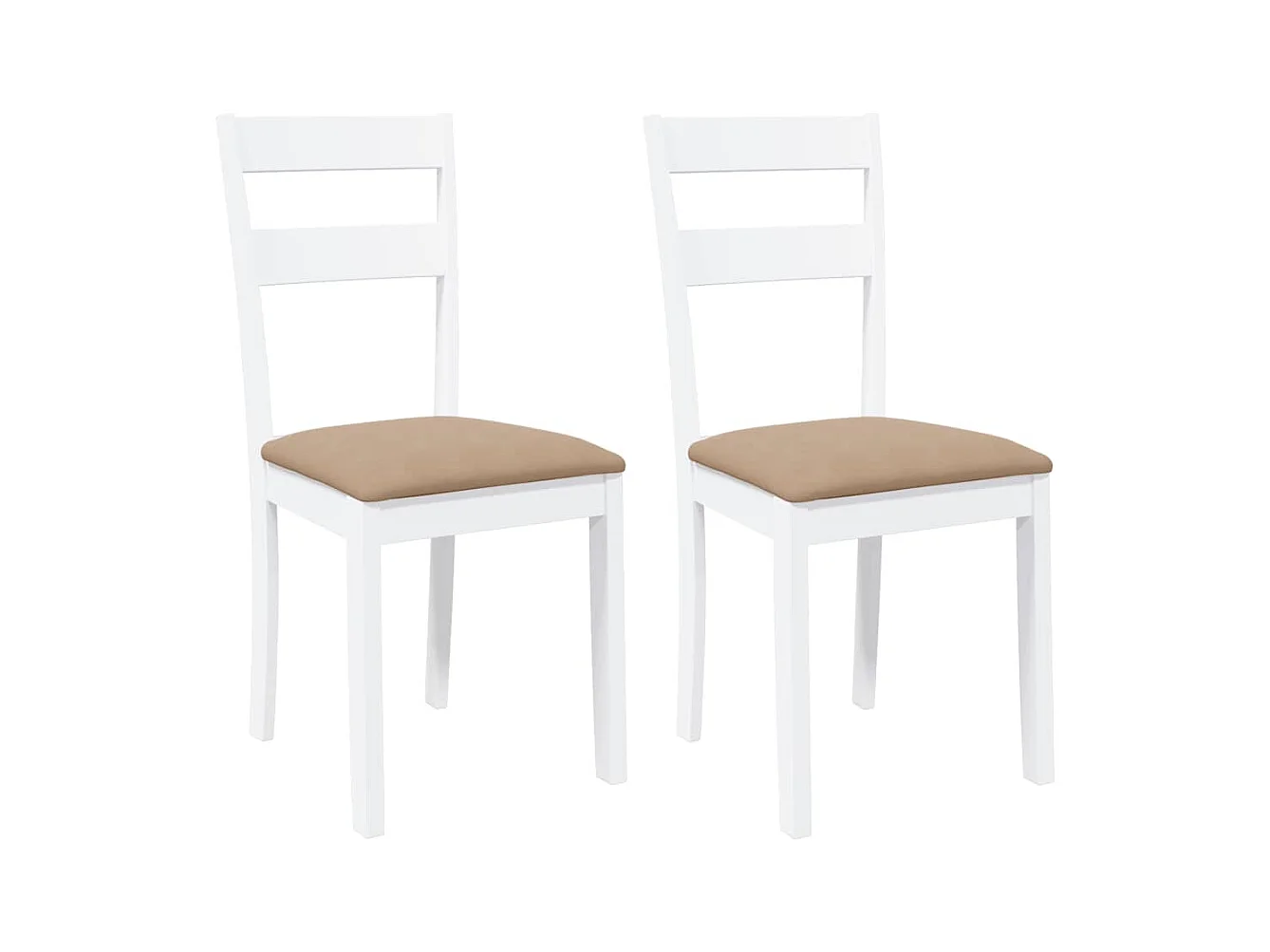 Eetkamerstoelen met kussens 2 st massief hout rubber wit