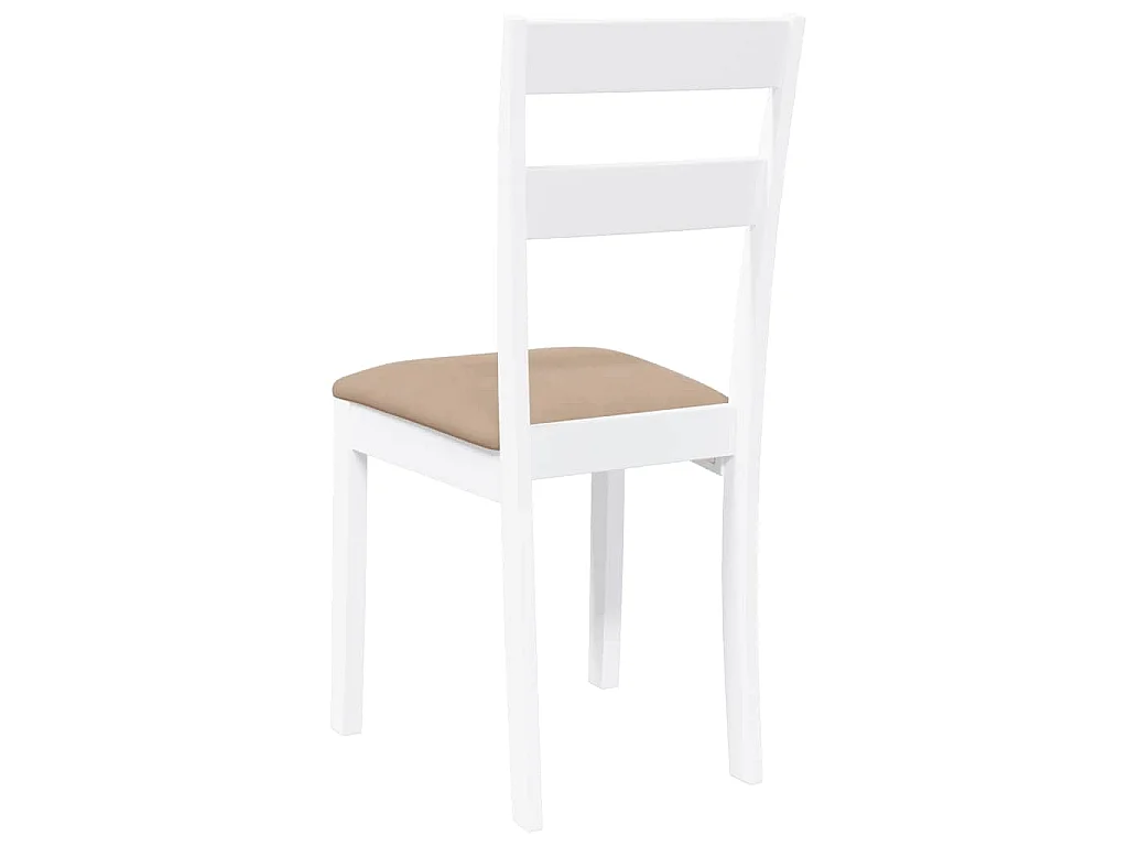 Chaises à manger coussins 2 pcs blanc bois massif caoutchouc