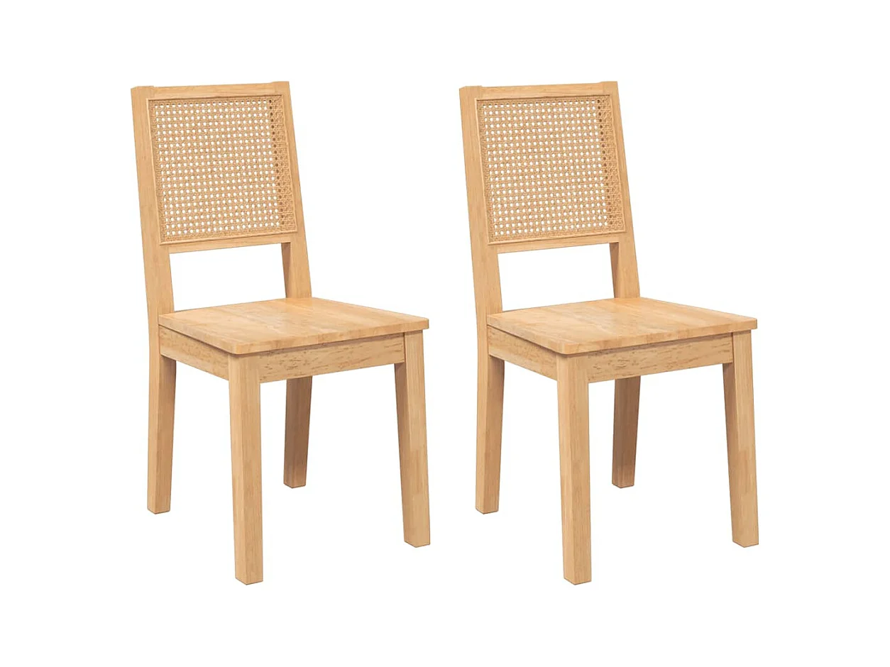 Sedie da Pranzo 2 pz in Legno Massello di Hevea