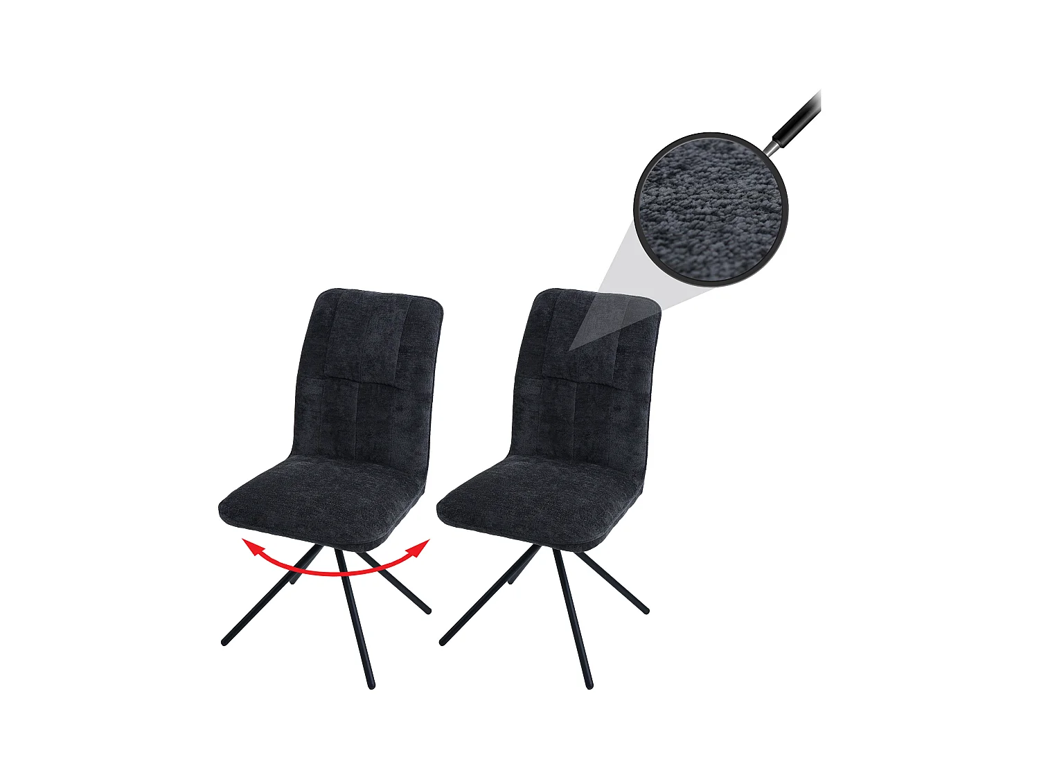 Chaise de salle à manger MCW-N99 (lot de 2),  gris foncé