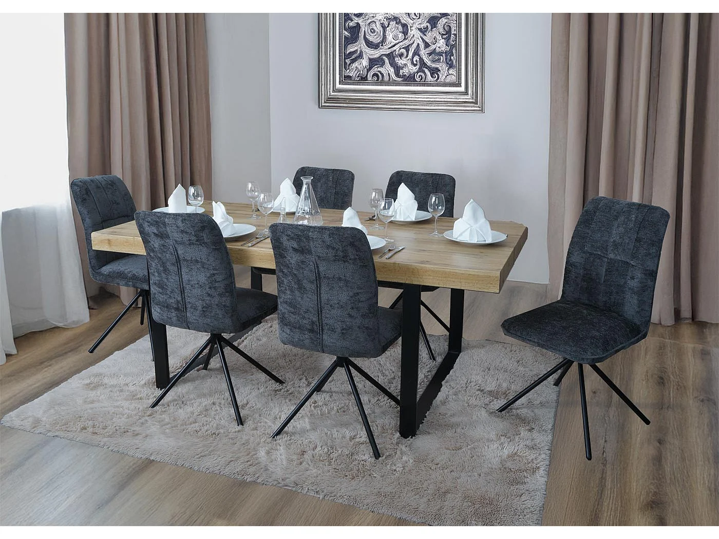 Chaise de salle à manger MCW-N99 (lot de 2),  gris foncé