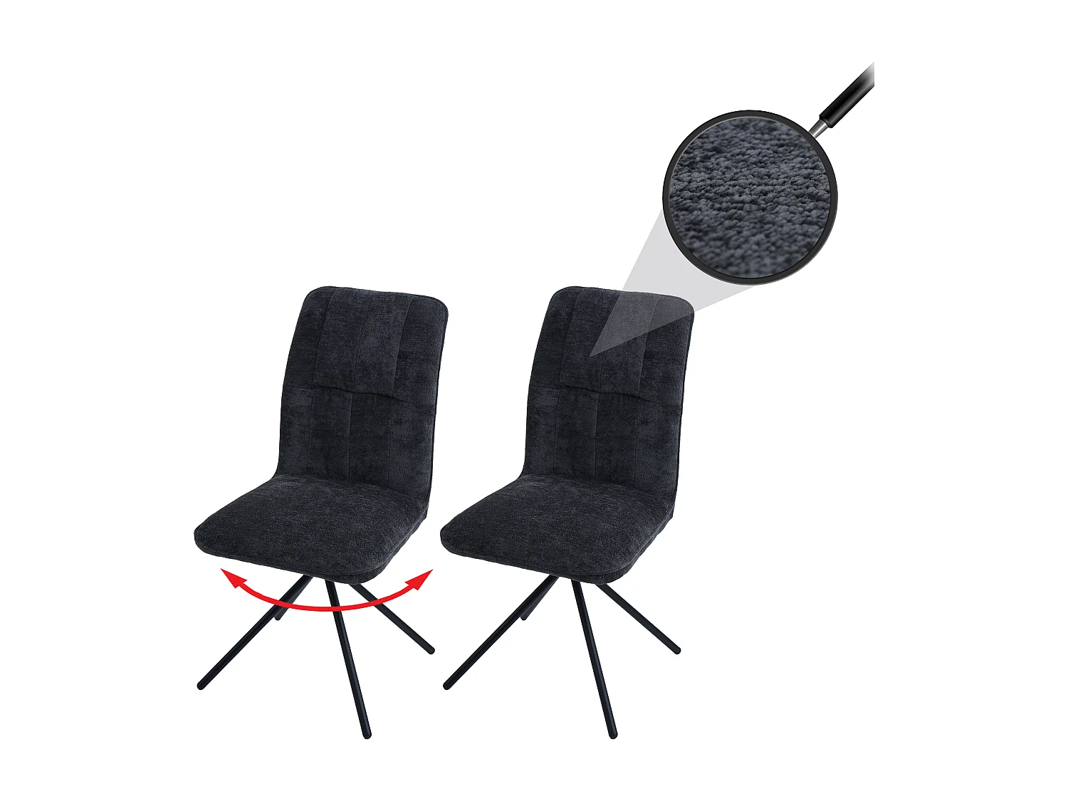 Chaise de salle à manger MCW-N99 (lot de 2),  gris foncé