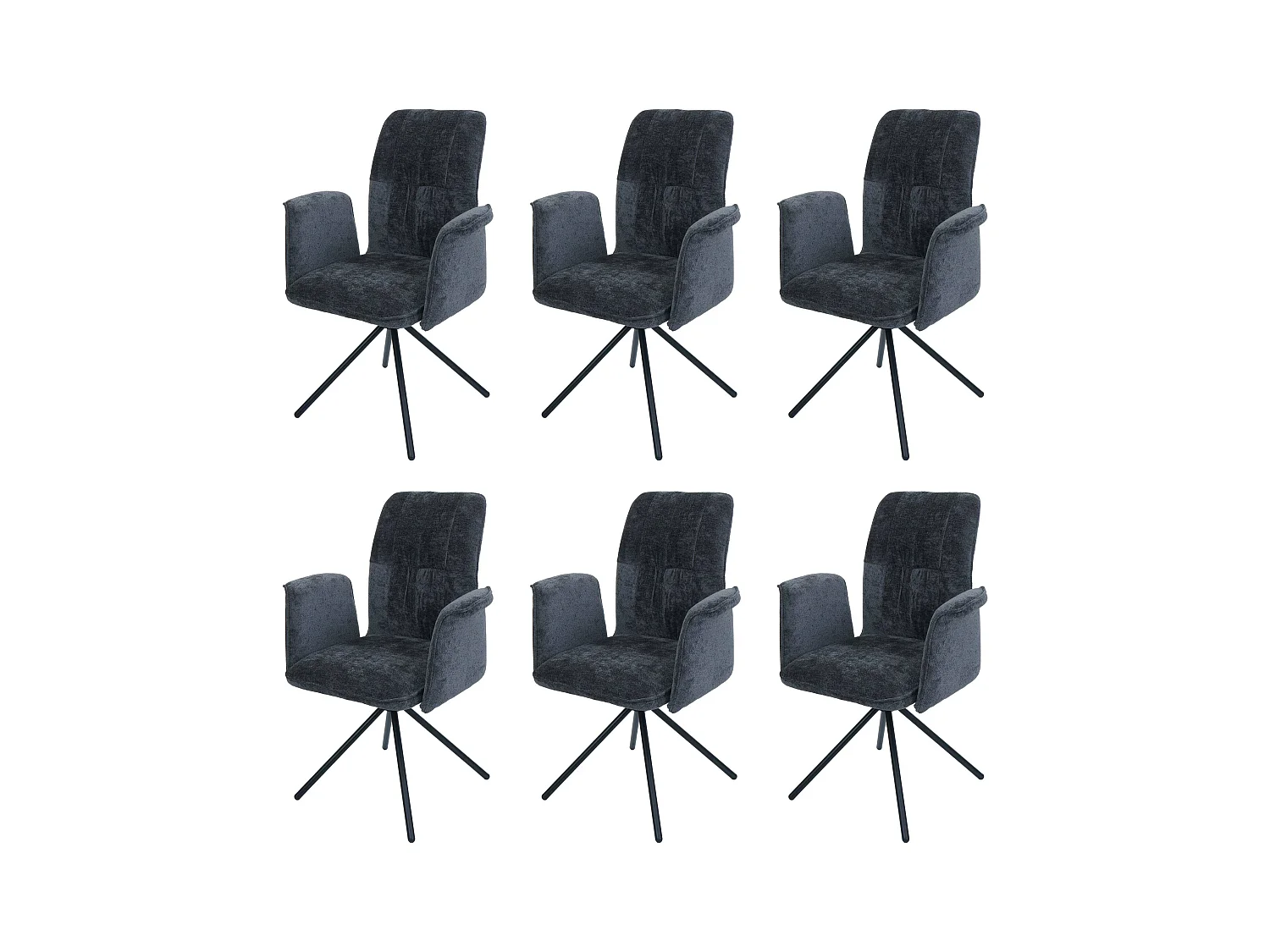 Chaise de salle à manger MCW-N99 (lot de 6),  gris foncé