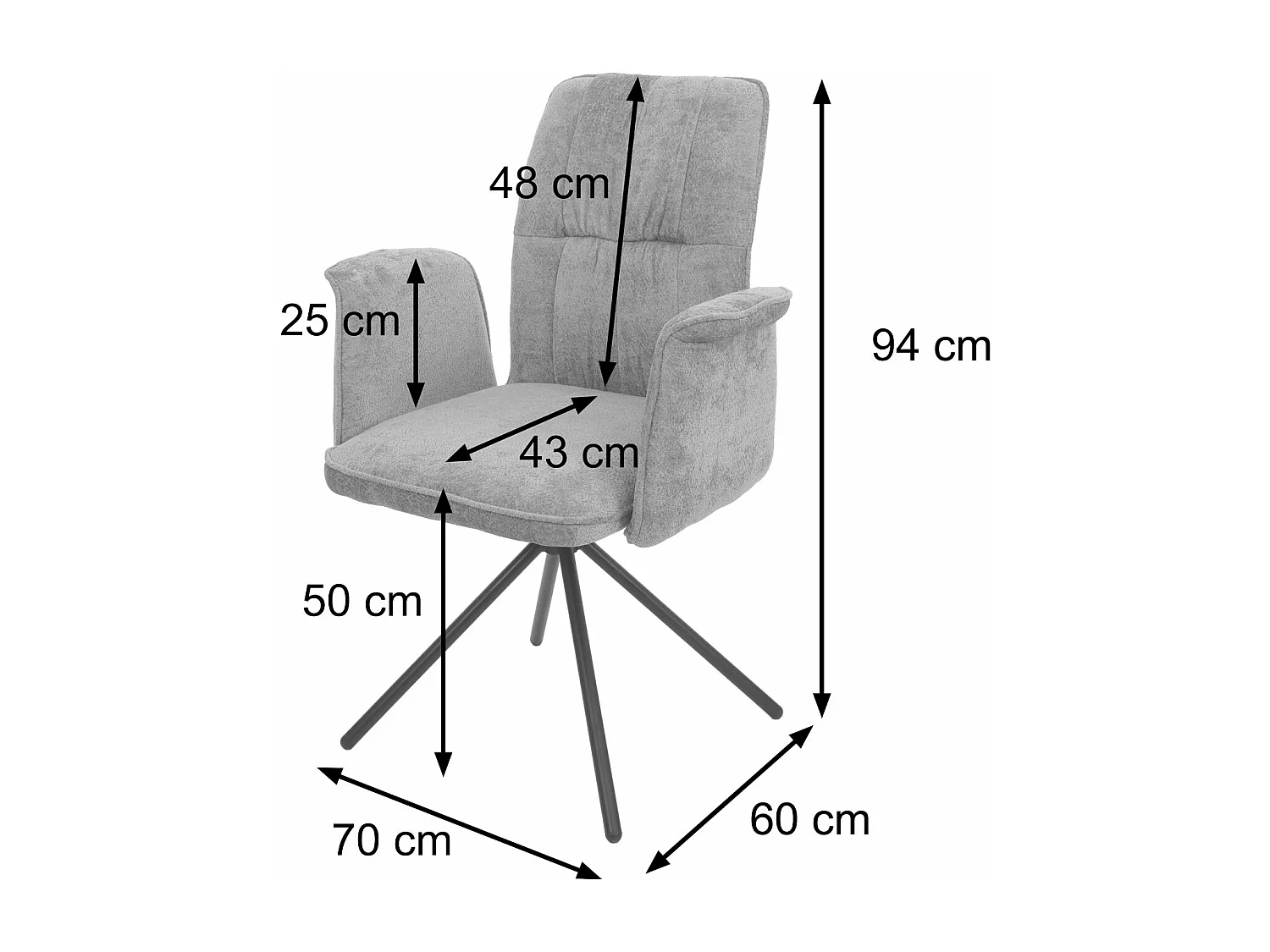 Cadeira de jantar MCW-N99 (conjunto de 6),  cinzento escuro
