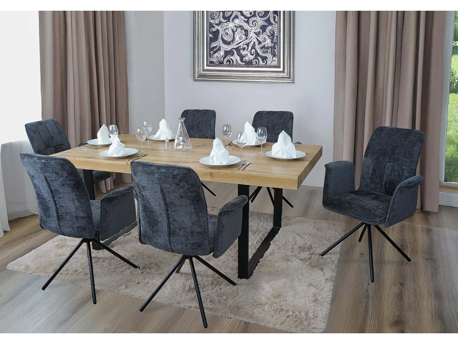 Cadeira de jantar MCW-N99 (conjunto de 6),  cinzento escuro