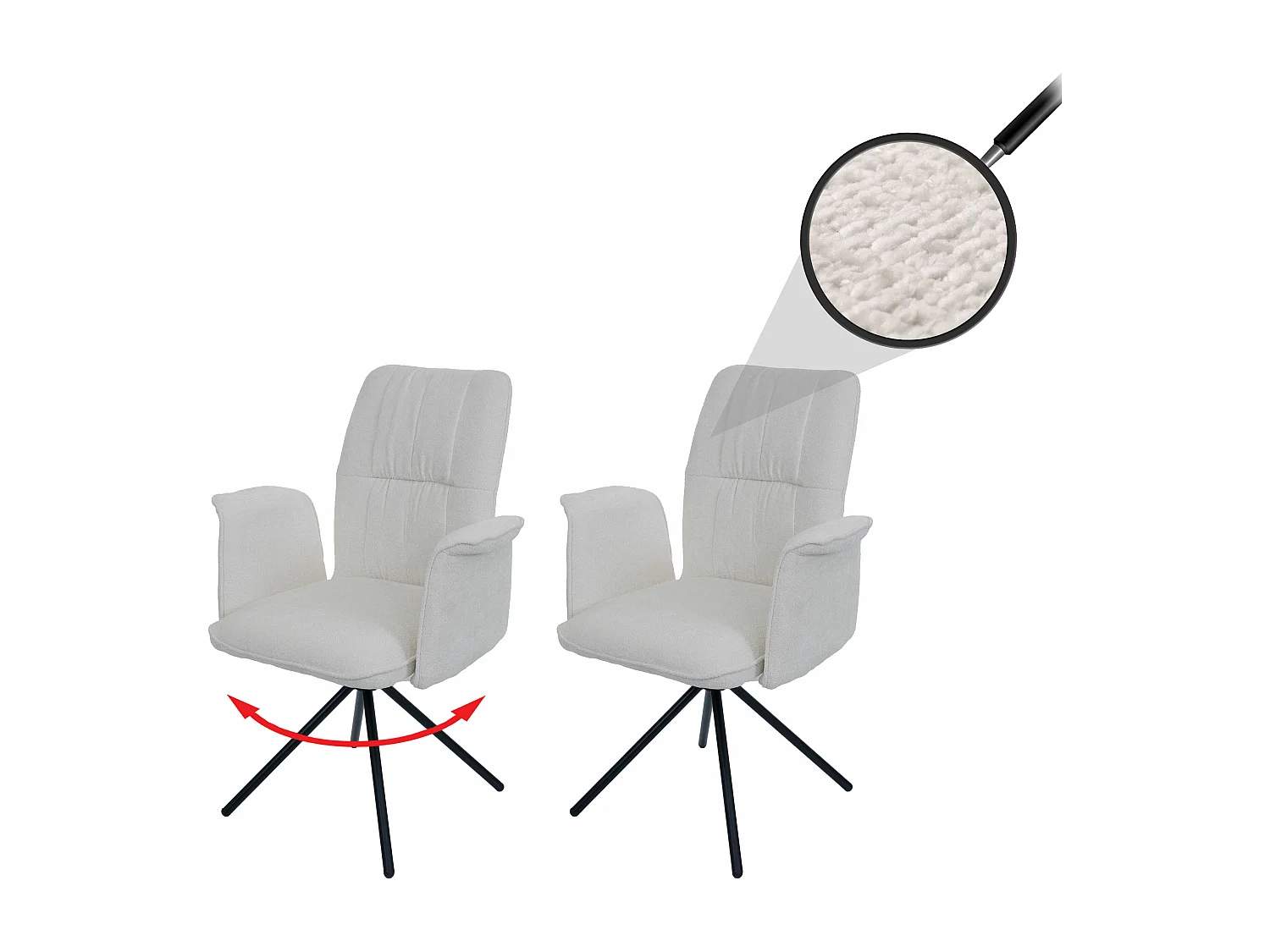 Chaise de salle à manger MCW-N99 (lot de 2),  crème