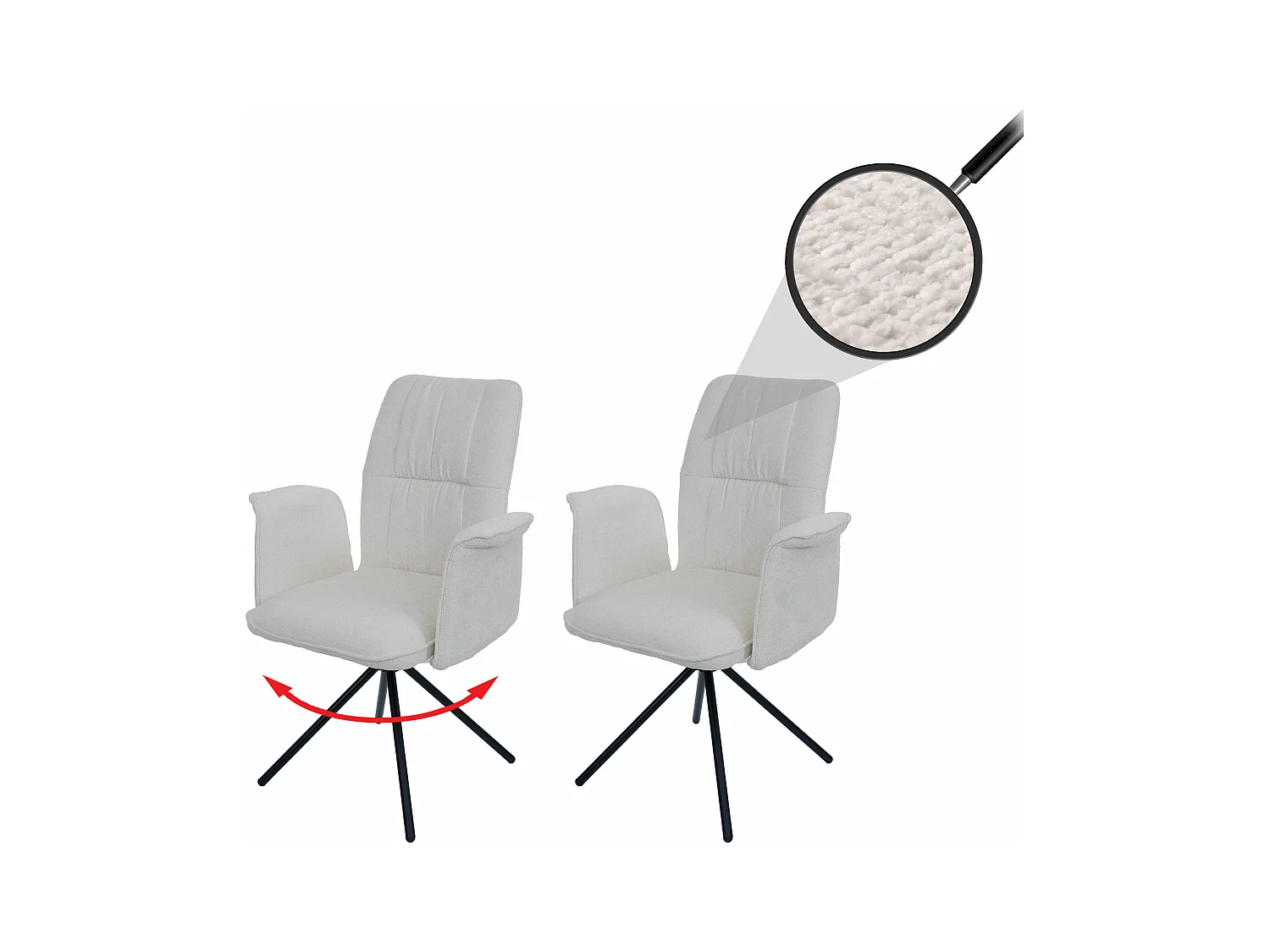 Chaise de salle à manger MCW-N99 (lot de 2),  crème