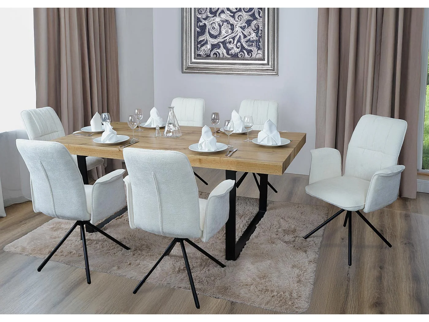 Chaise de salle à manger MCW-N99 (lot de 2),  crème