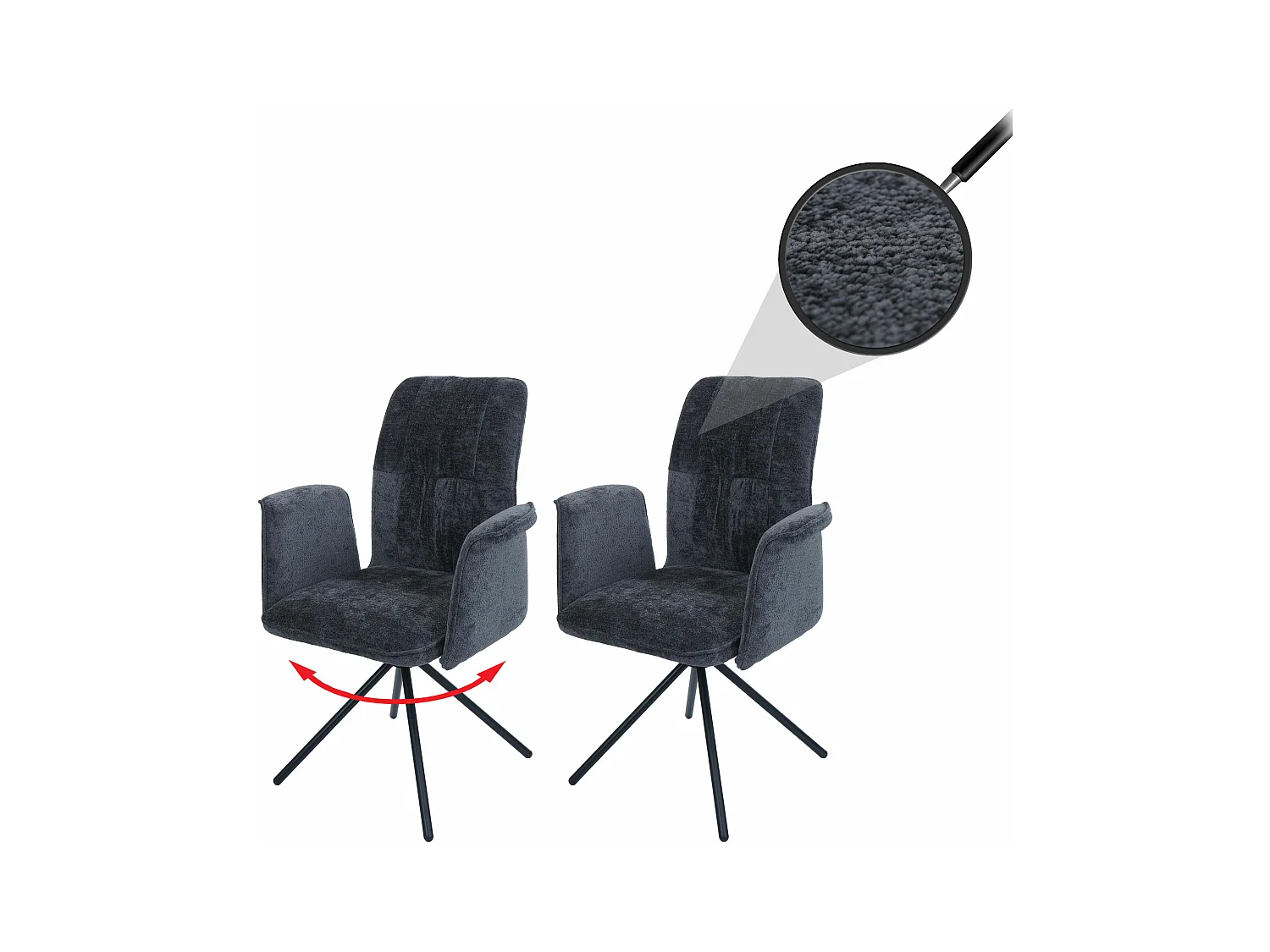 Chaise de salle à manger MCW-N99 (lot de 2),  gris foncé