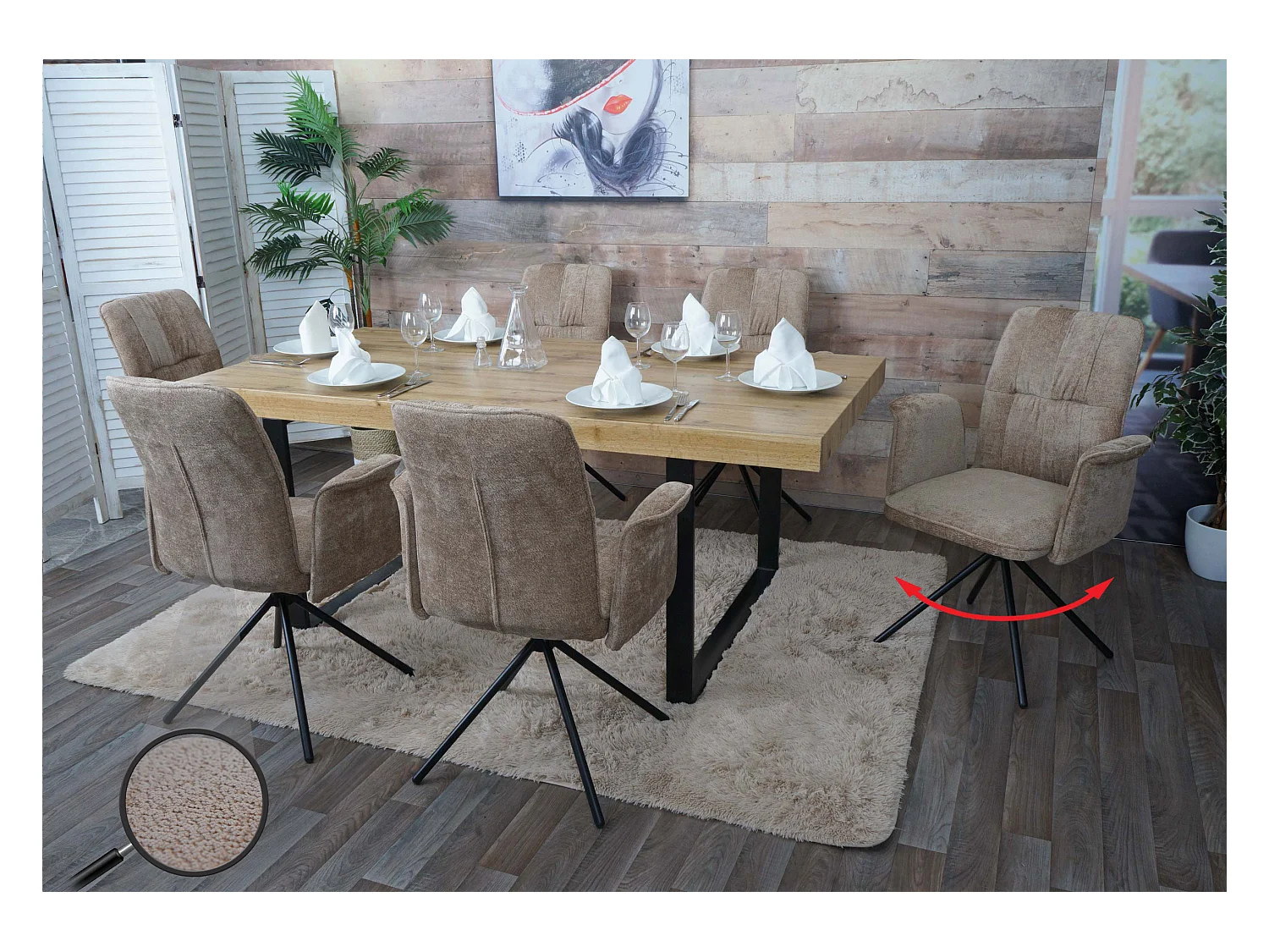 Chaise de salle à manger MCW-N99 (lot de 6),  marron clair