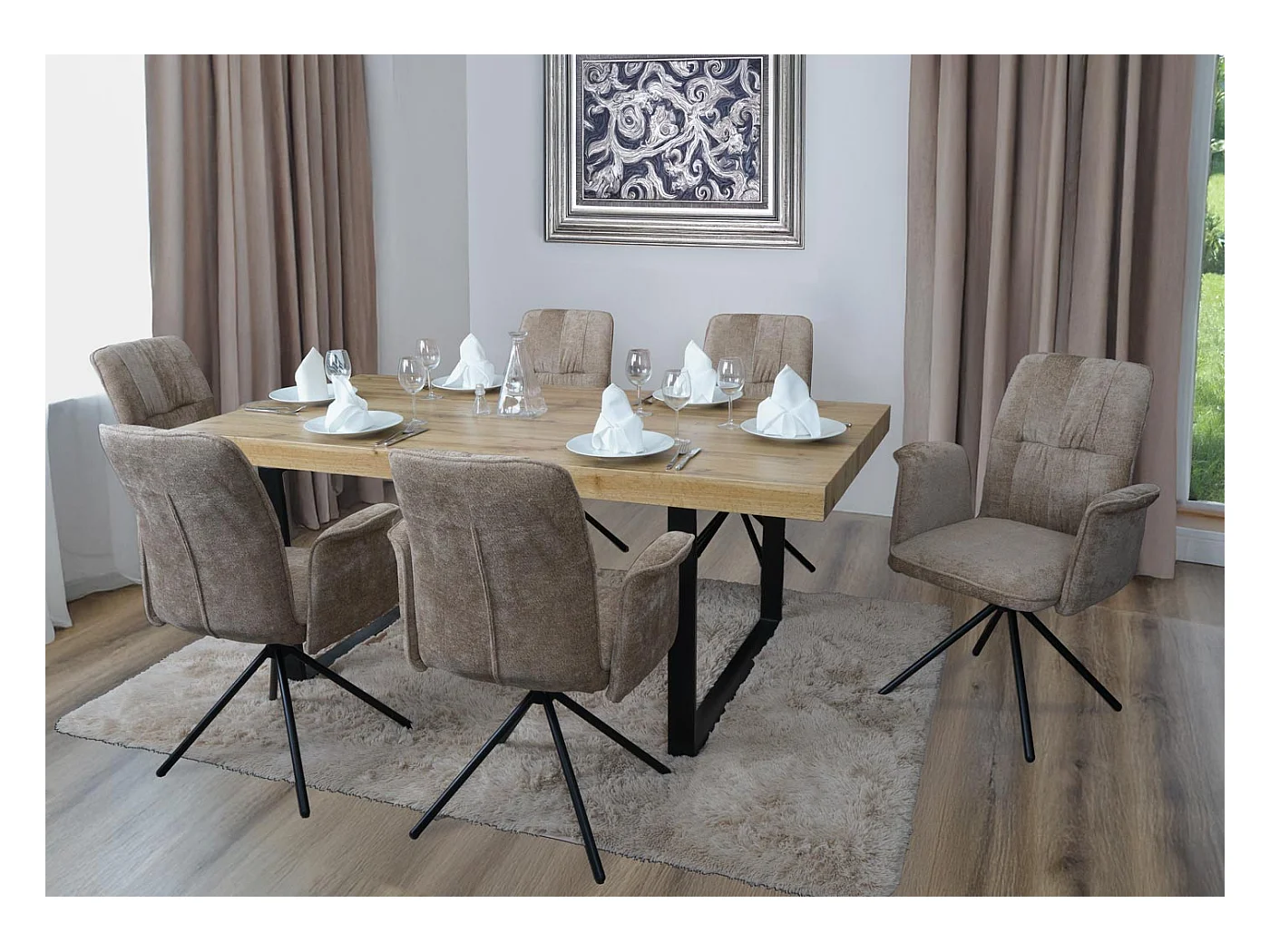 Chaise de salle à manger MCW-N99 (lot de 6),  marron clair